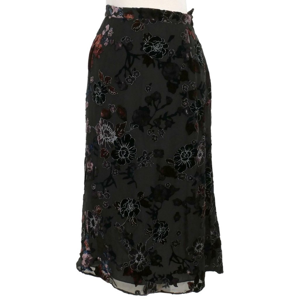 Multicolor Floral Velvet Burnout A-Line Skirt 14w